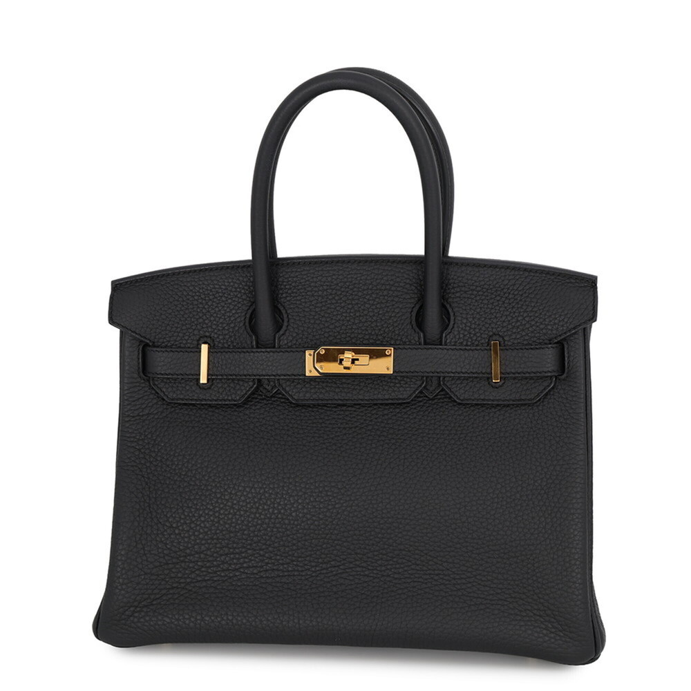 Hermes Birkin 30 Black Taurillon Clemence Leather A Stamp HERMES Handbag Women's